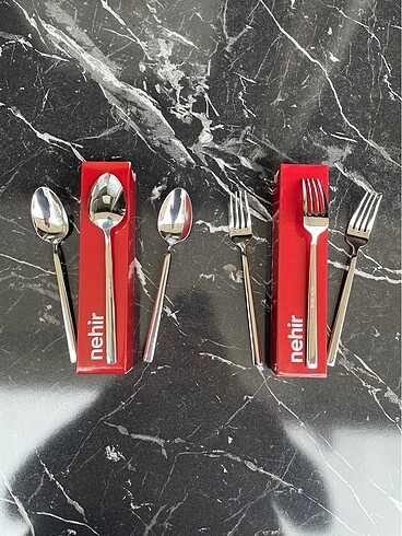  Beden NEHİR Dalyan 12 Parça 6 Kişilik Tatlı Kaşık Çatal Takımı 18/10 P