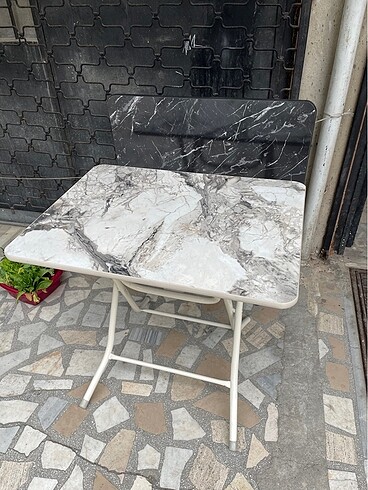 60x80 cm Katlanır Masa Granit Mermer Renk Balkon Mutfak Teras Ba
