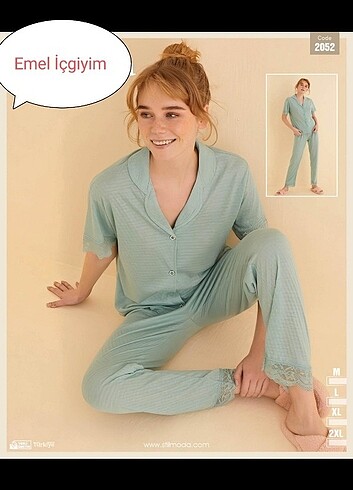 Önden düğmeli pijama takımı 