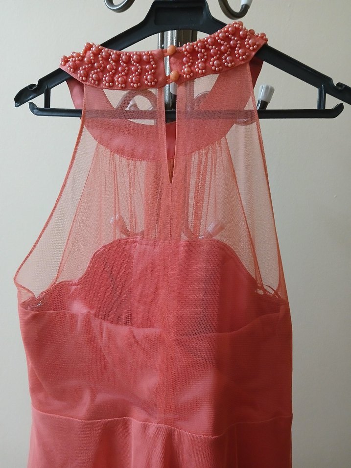 Pembe Saten Uzun Hamile Abiye Elbise - Görsel 3