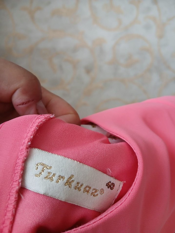 Pembe Uzun Kollu Drapeli Abiye Elbise - Görsel 3