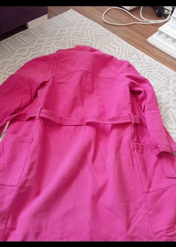 8 Yaş Beden pembe Renk Kız Çocuk Pembe Kapüşonlu Bornoz