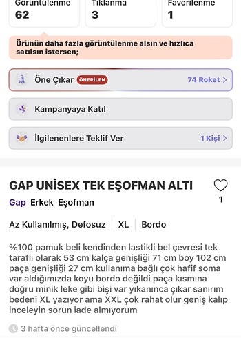 xl Beden Bordo GAP Erkek Bol Kesim Eşofman Altı