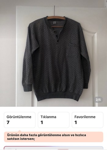 Gri Erkek Uzun Kollu pijama üst - Görsel 2