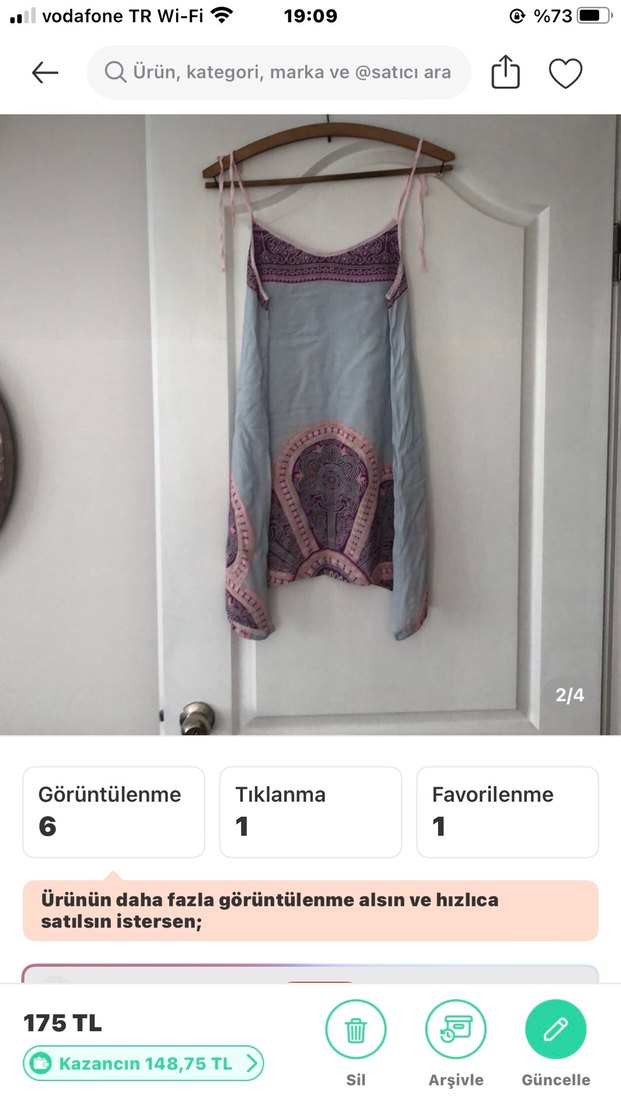 Bohem Mini %100 pamuk plaj&günlük Elbisesi Tie-Dye - Görsel 2