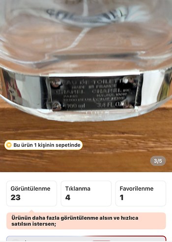 Beden Renk Chanel Chance KOLEKSİYONLUK boş parfüm şişesi