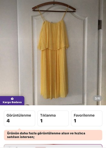 Koton şifon astarlı Sarı Piliseli Kadın Elbise - Görsel 3