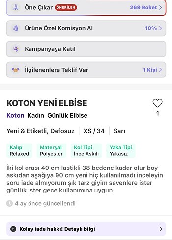 Koton şifon astarlı Sarı Piliseli Kadın Elbise - Görsel 7