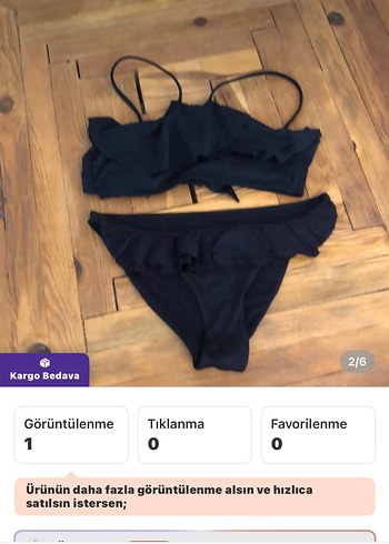 m Beden Penti Siyah Fırfırlı Mini Bikini