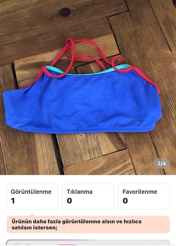 8 Yaş Beden Koton Mavi Strappy Bikini Takımı
