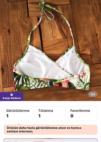 m Beden pembe Renk İthal Çiçek Desenli İp Askılı Mini Bikini Üstü