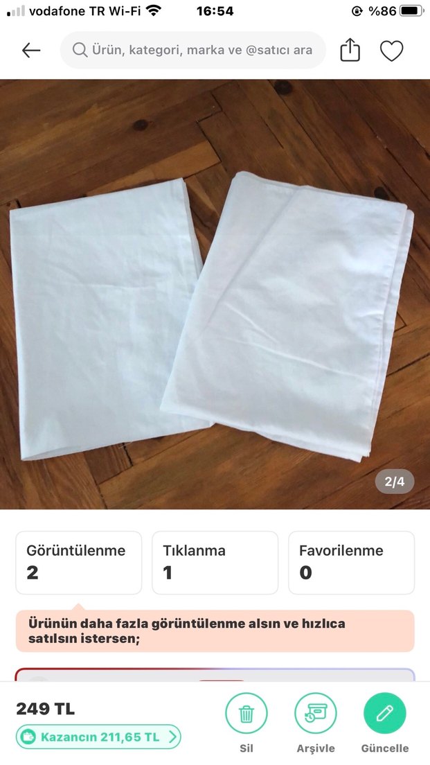 Beyaz Düz Yastık Kılıf Seti - Görsel 2