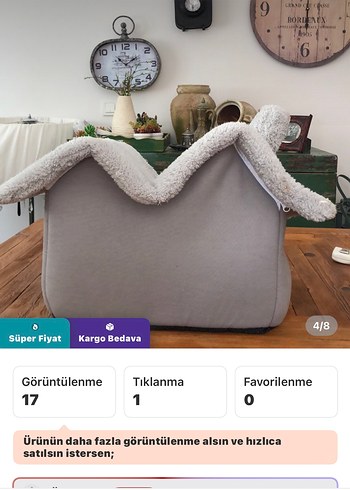 Niazi Gri Rahat Kedi Uyku Yatağı evi - Görsel 4