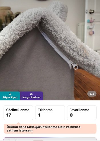 Niazi Gri Rahat Kedi Uyku Yatağı evi - Görsel 5