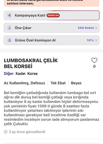 Beyaz Lumbosakral Korset Midi Boy - Görsel 9