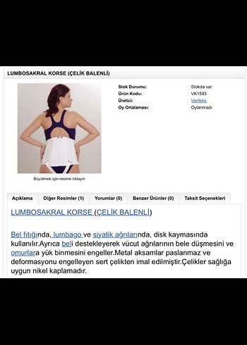 Beyaz Lumbosakral Korset Midi Boy - Görsel 2