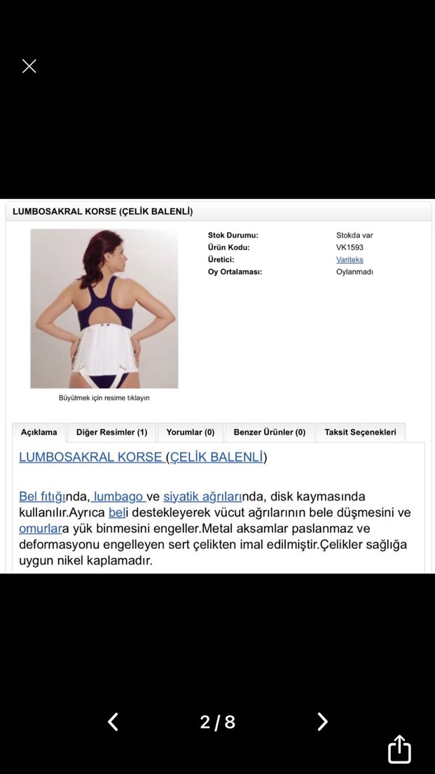 Beyaz Lumbosakral Korset Midi Boy - Görsel 2