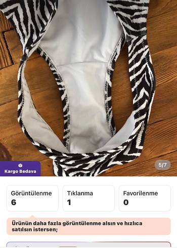 Zebra Desenli Kadın Mini Bikini - Görsel 5