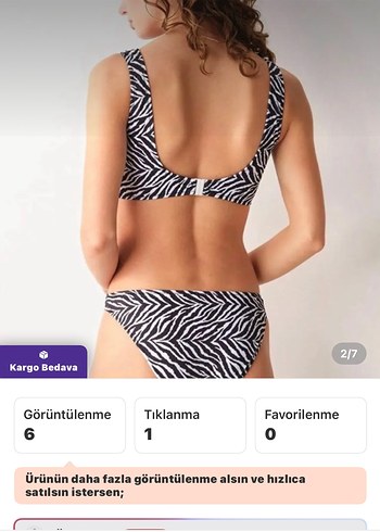 Zebra Desenli Kadın Mini Bikini - Görsel 2