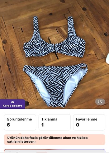 Zebra Desenli Kadın Mini Bikini - Görsel 3