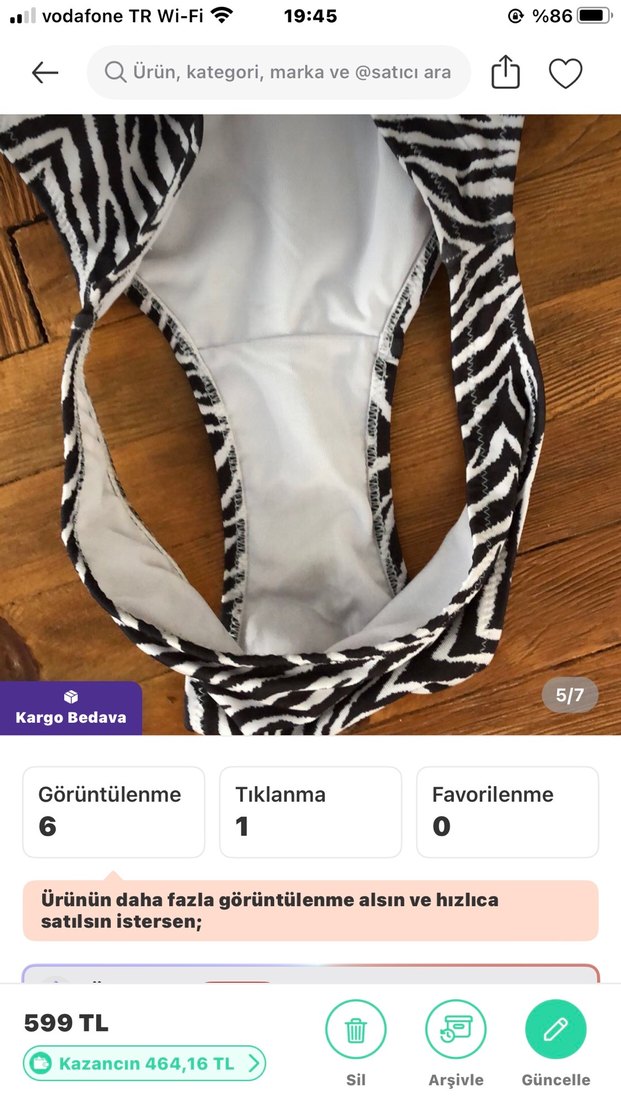 Zebra Desenli Kadın Mini Bikini - Görsel 5