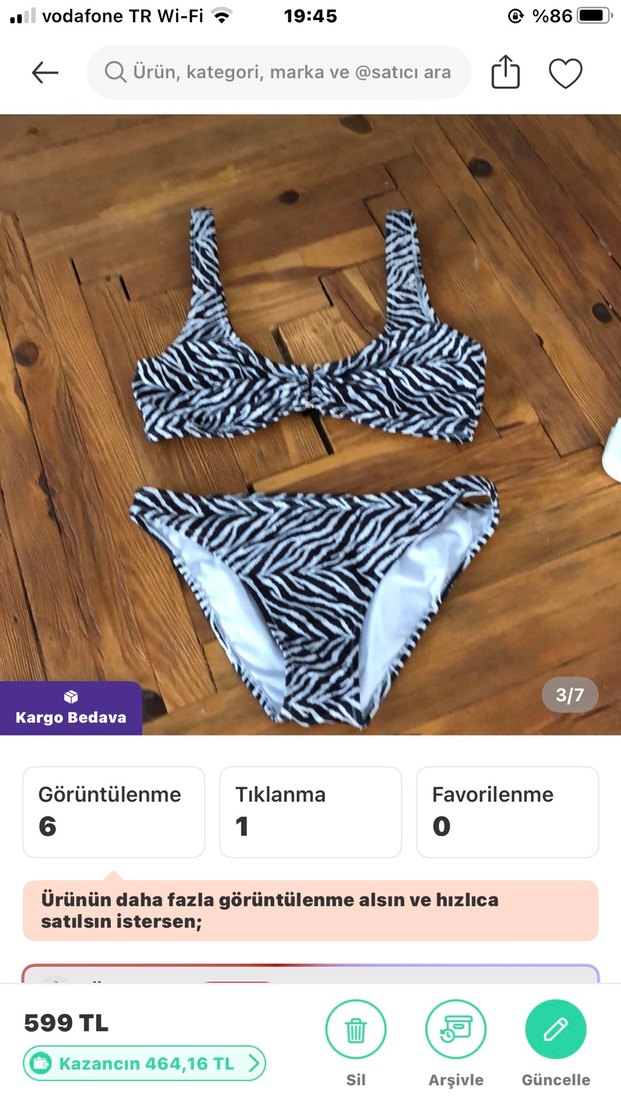 Zebra Desenli Kadın Mini Bikini - Görsel 3