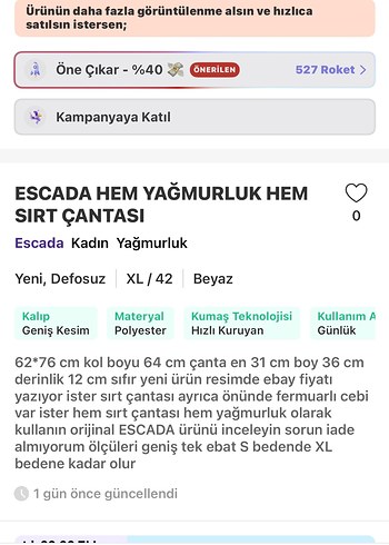 ESCADA orijinal sırt çantası&yağmurlukBeyaz - Görsel 9