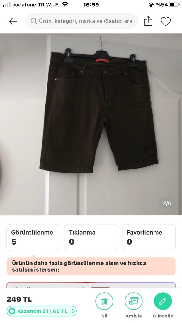 Erkek haki yeni %100 pamuk Rahat Midi Şort - Görsel 2