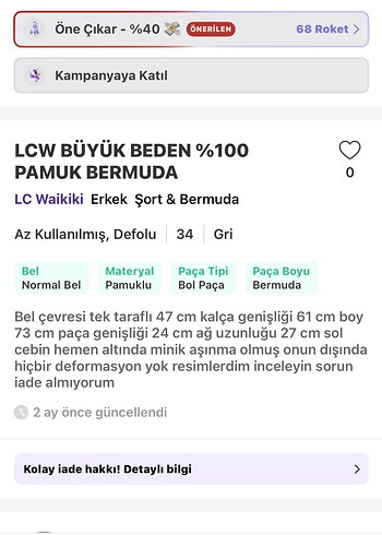 Bej Kemerli Erkek Kargo Şort - Görsel 9