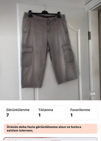 Bej Kemerli Erkek Kargo Şort - Görsel 2