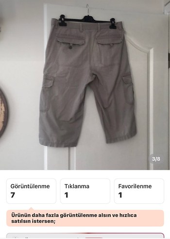 Bej Kemerli Erkek Kargo Şort - Görsel 3