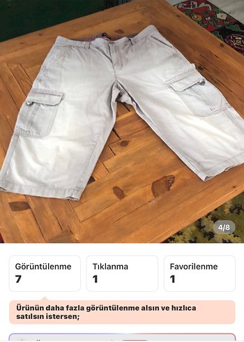 Bej Kemerli Erkek Kargo Şort - Görsel 4