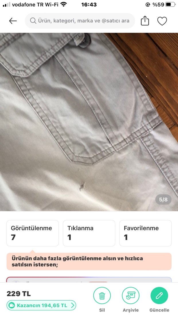 Bej Kemerli Erkek Kargo Şort - Görsel 5