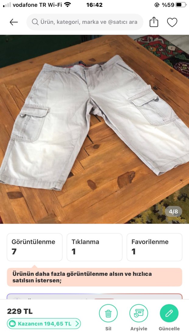 Bej Kemerli Erkek Kargo Şort - Görsel 4