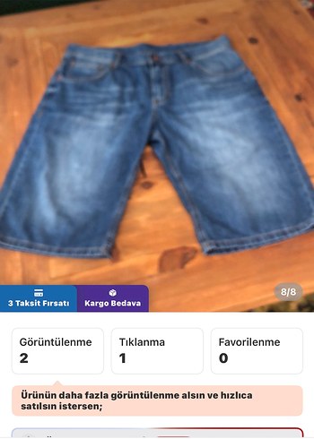 Mustang orijinal Mavi Denim Erkek Şort - Görsel 8