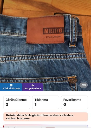 Mustang orijinal Mavi Denim Erkek Şort - Görsel 7