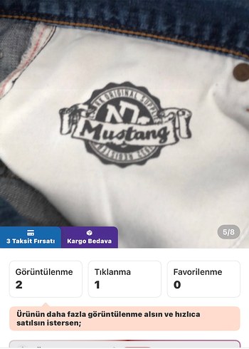 Mustang orijinal Mavi Denim Erkek Şort - Görsel 5