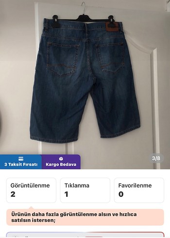 Mustang orijinal Mavi Denim Erkek Şort - Görsel 3