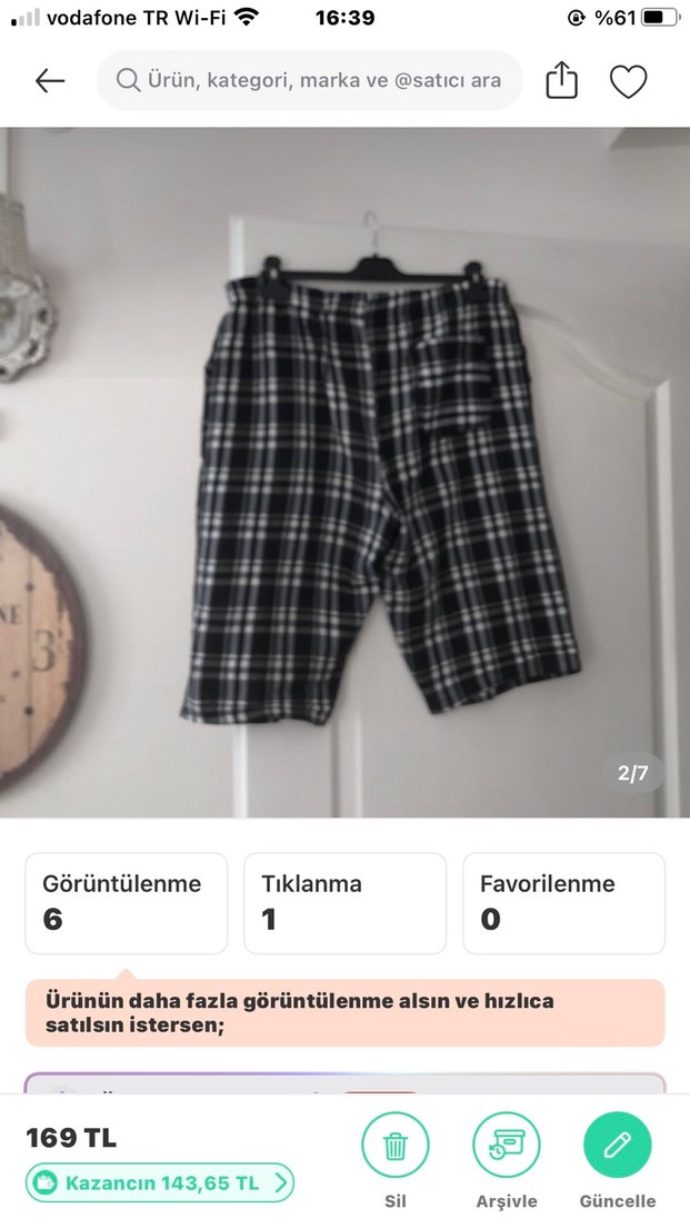 5 XL Erkek büyük beden Gri Ekoseli Bermuda Şort - Görsel 2