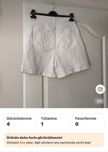 Beyaz Pamuklu Rahat Kesim Mini Kot Şort - Görsel 3