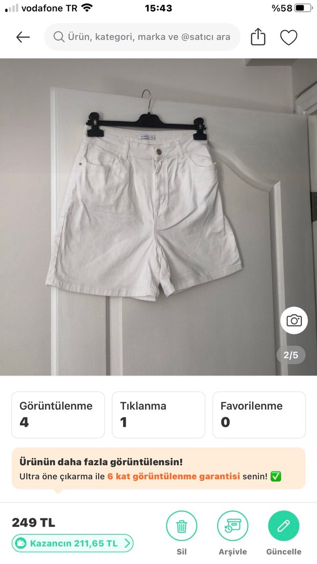 Beyaz Pamuklu Rahat Kesim Mini Kot Şort - Görsel 2