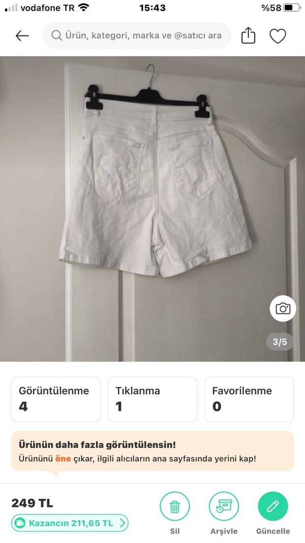 Beyaz Pamuklu Rahat Kesim Mini Kot Şort - Görsel 3