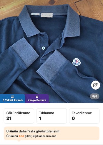 Moncler orijinal Erkek Uzun Kollu Polo Tişört - Görsel 8