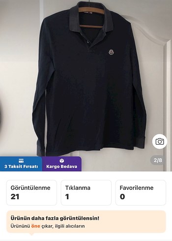 Moncler orijinal Erkek Uzun Kollu Polo Tişört - Görsel 2