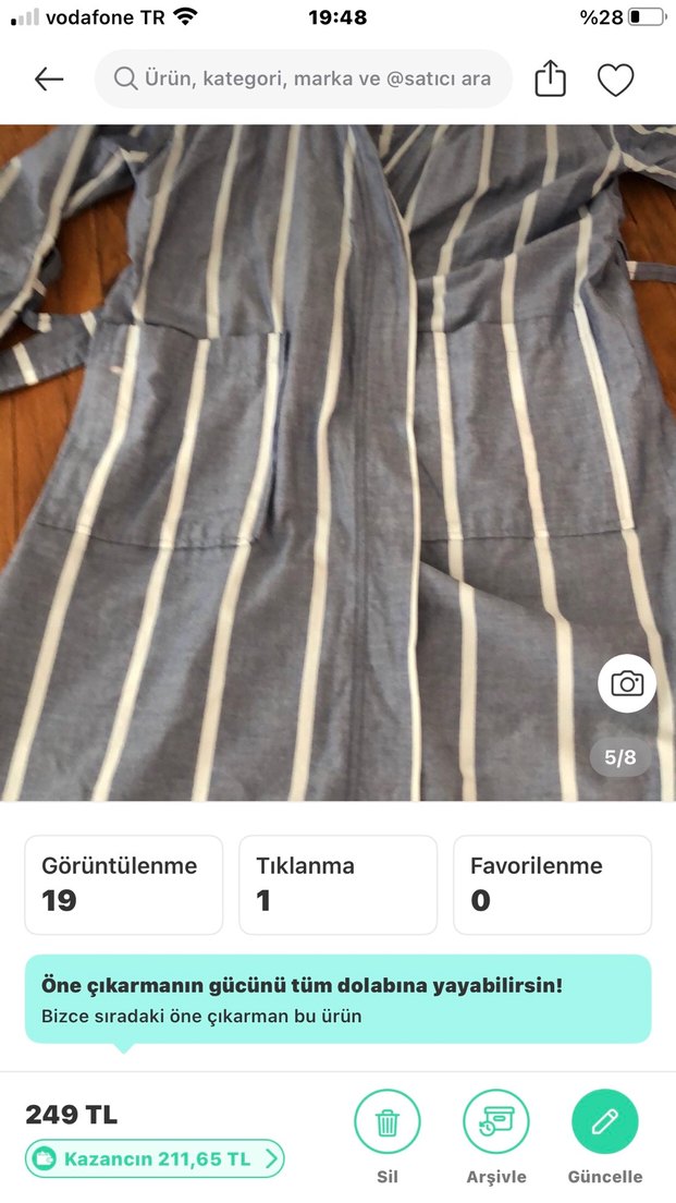 Uzun Kollu Gri Çizgili Kadın Sabahlık - Görsel 5