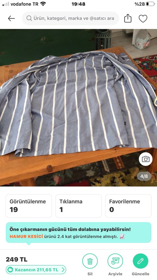 Uzun Kollu Gri Çizgili Kadın Sabahlık - Görsel 4