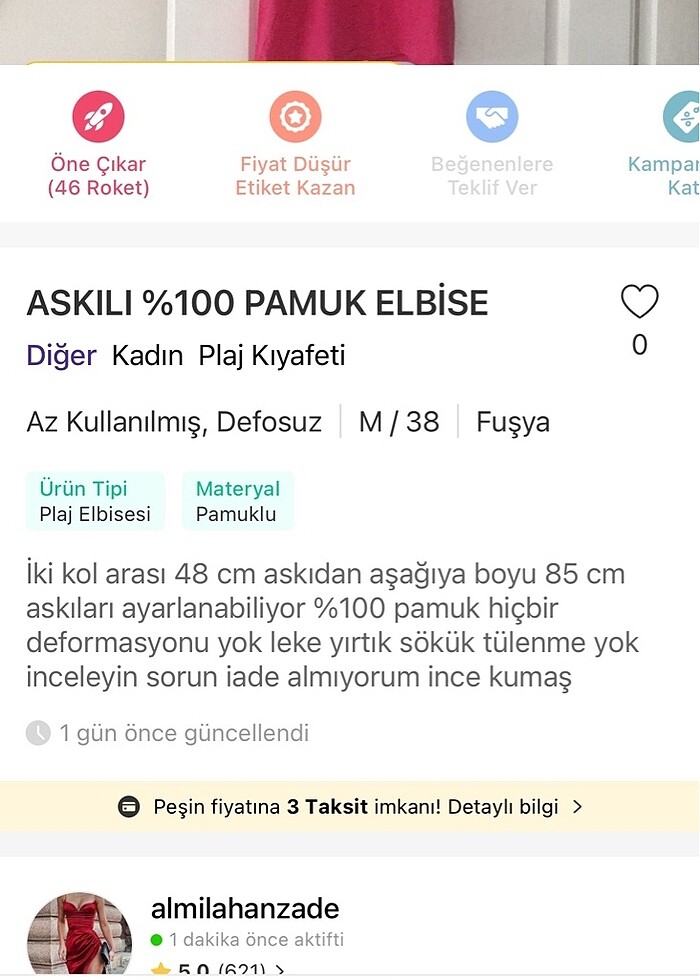 ASKILI PAMUK ELBİSE - Görsel 4