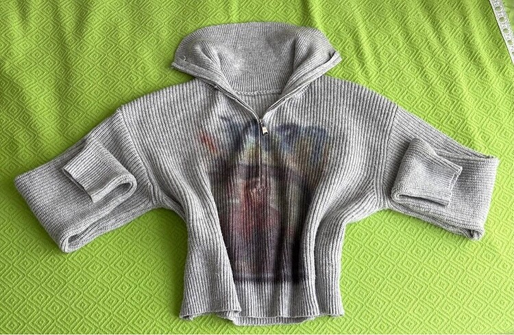 Y2K Unisex fermuarlı crop sweatshirt