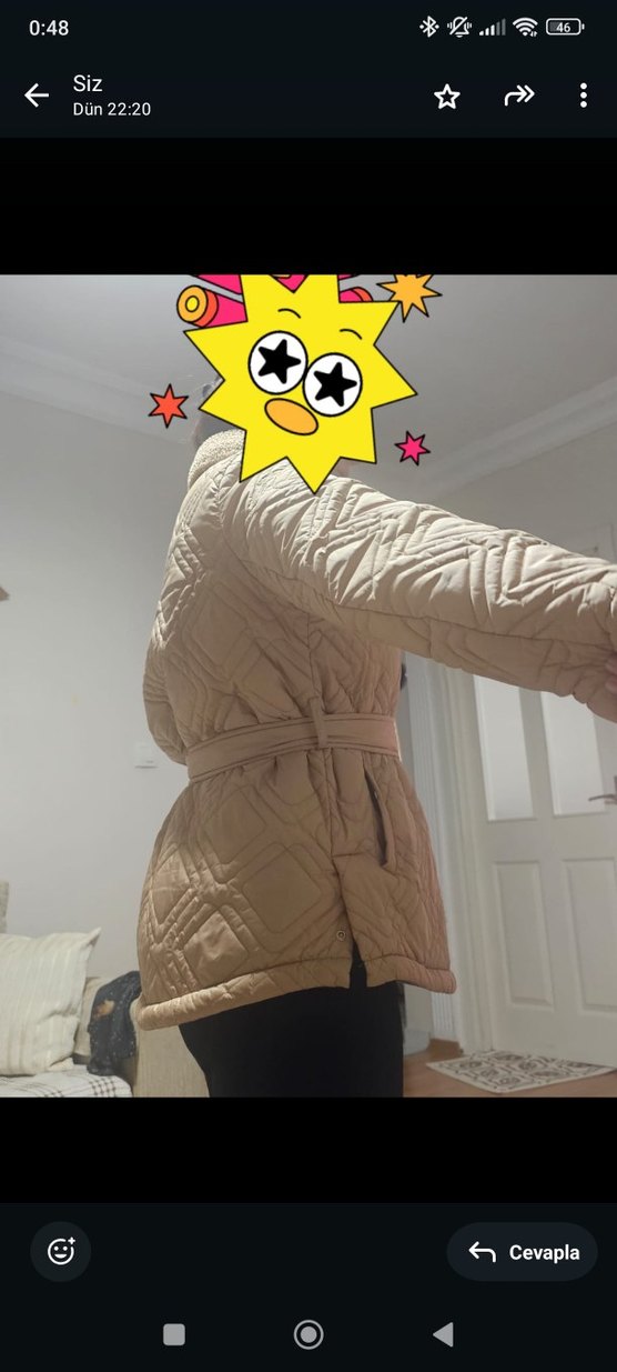 Bej Kuşaklı Kadın Kışlık Mont - Görsel 3