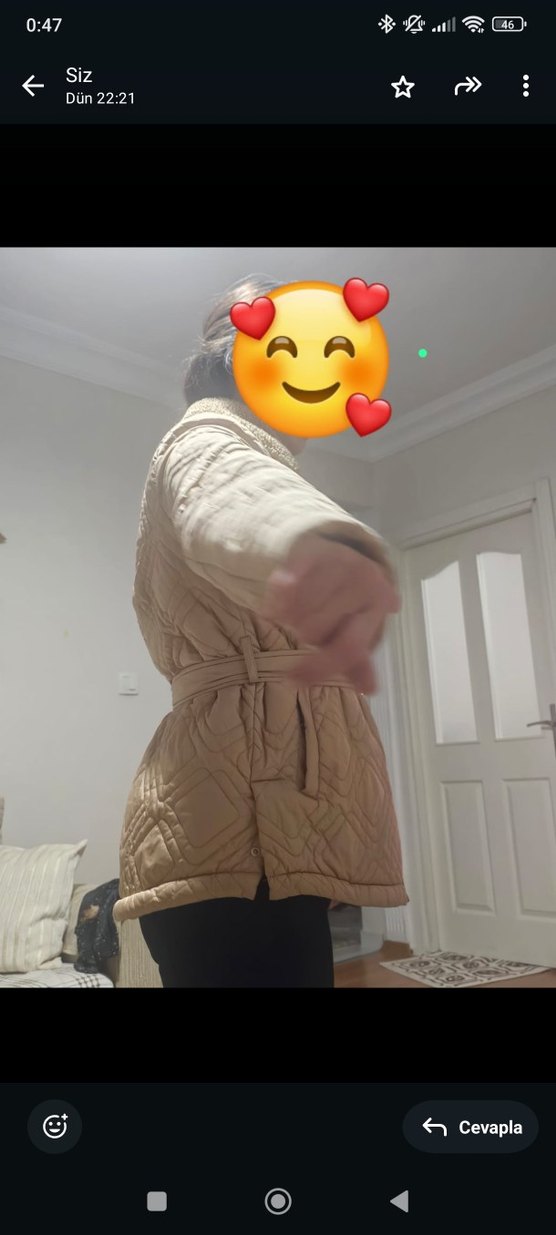 Bej Kuşaklı Kadın Kışlık Mont - Görsel 2